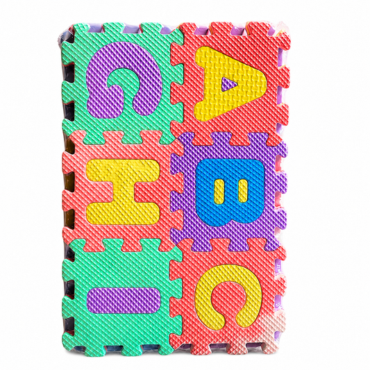 Colorful interlocking foam puzzle tiles