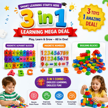 3 in 1 Kids Learning Combo – Learn, Build & Play!
