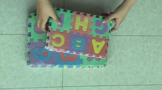 Colorful interlocking foam puzzle tiles